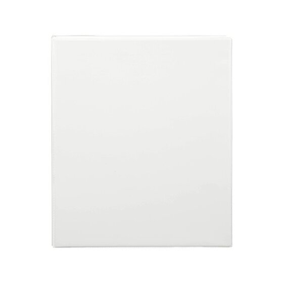 Front cover of a white Marbig Clearview insert binder photographed flat on a white background