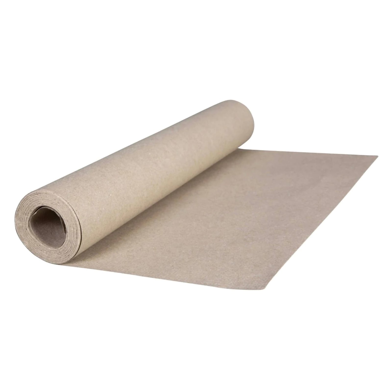 Roll of brown kraft paper partially unrolled across a flat surface, included with the modelling clay school kit to help protect classroom desks and simplify clean up during craft activities.