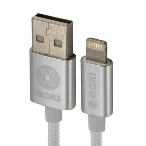 Moki Lightning to USB SynCharge Braided Cable 3m Silver - image 1