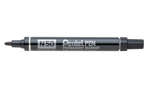 Pentel N50 Permanent Marker Bullet Point 1.5mm Black Box of 12