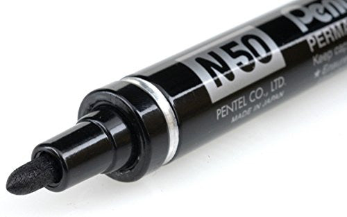 Pentel N50 Permanent Marker Bullet Point 1.5mm Black Box of 12