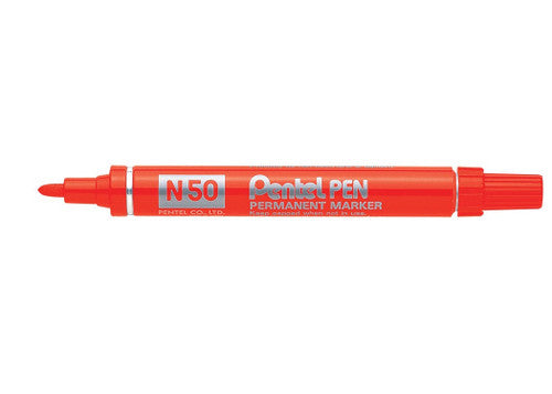 Pentel N50 Permanent Marker Bullet Point 1.5mm Red Box of 12