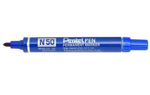 Pentel N50 Permanent Marker Bullet Point 1.5mm Blue Box of 12