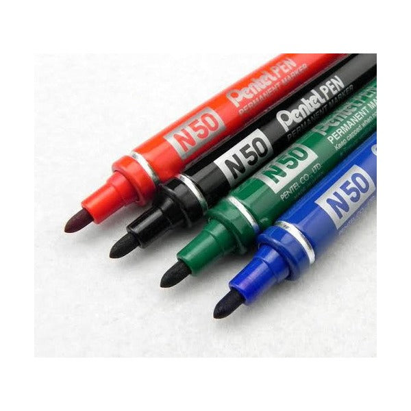 Pentel N50 Permanent Marker Bullet Point 1.5mm Black Box of 12