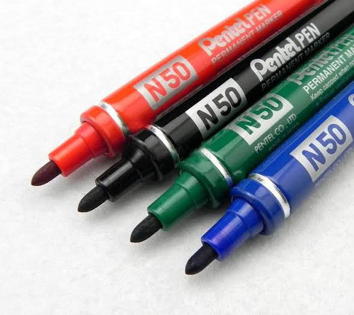 Pentel N50 Permanent Marker Bullet Point 1.5mm Black Box of 12