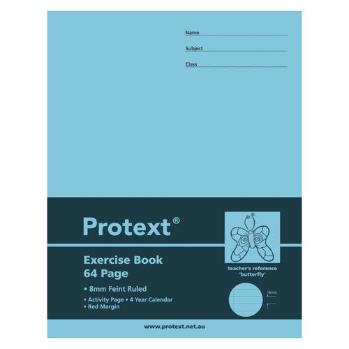 Protext Exercise Book 225x175mm 64 Page Ruled Polypropylene Butterfly Cover Pack 10 — front cover