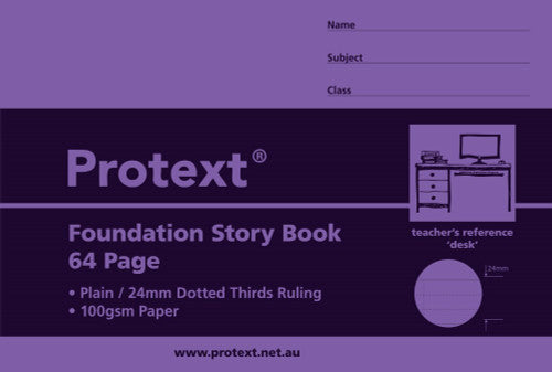 Protext Foundation Mini Story Book Desk Format 64 Page 24mm Dotted Thirds Ruled Pack 10 — front cover