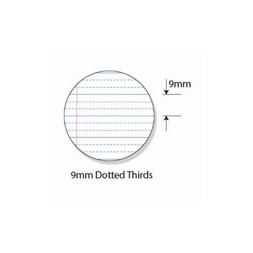 Protext Exercise Book A4 48 Page 9mm Dotted Thirds Ruled Polypropylene Beetle Cover Pack 20 — open pages showing ruling