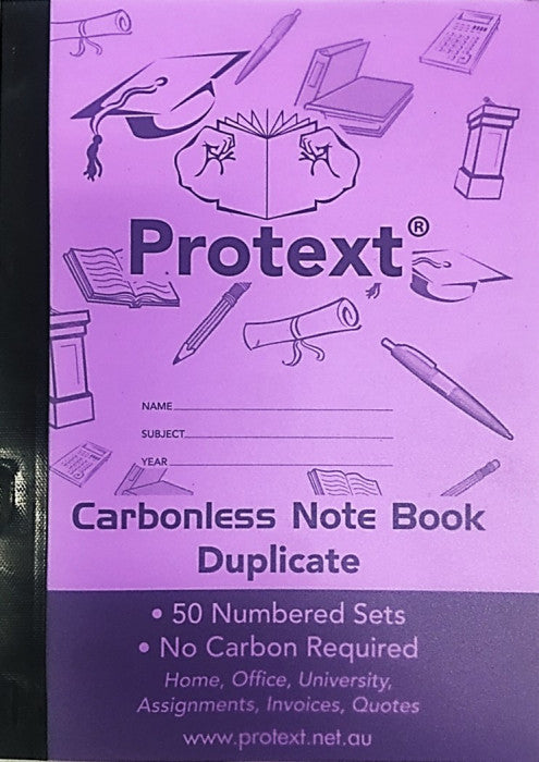 Protext Carbonless Duplicate Book 7mm Ruled Polypropylene Purple Cover Pack 5 — front cover