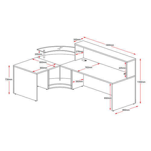 Rapidline Flow Reception Counter 2400 x 1600mm Beech
