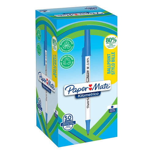 Papermate Kilometrico Ballpoint Pen 1.0mm Blue Box of 50