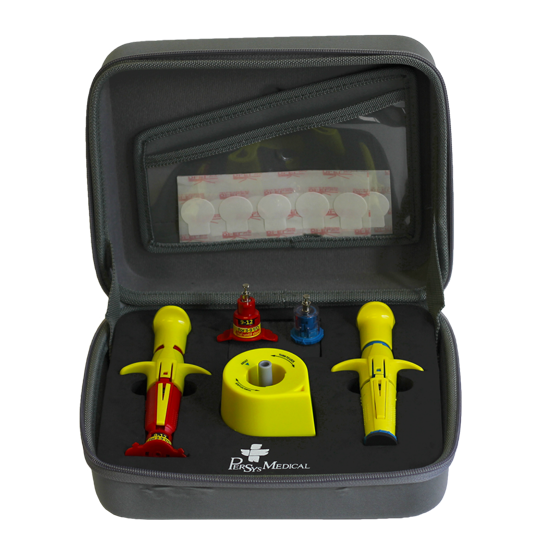 NIO Trainer and Reload Kit Adult and Paediatric with 2 Training Guns showing dual-format IO simulation training kit for adult and paediatric skills