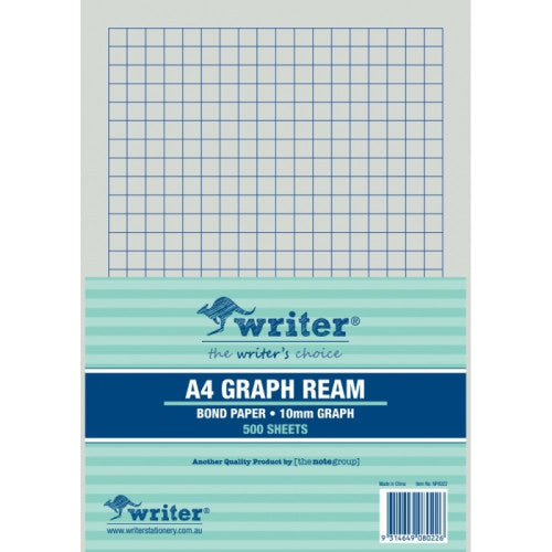 Writer A4 10mm Graph Paper Portrait One Side Ream 500 Sheets — front of ream