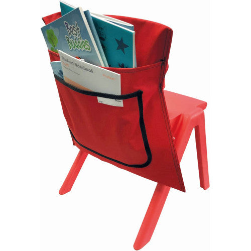 Writer Nylon Chair Bag 455mm Wide 2 Pockets Red Pack 5 — front view showing pockets