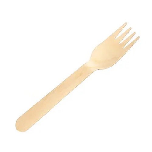 Beige wooden fork on a white background