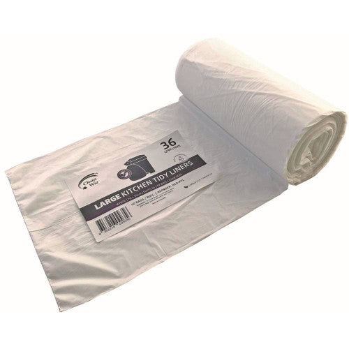 The Note Group Clean Wiz Oxo-Biodegradable Kitchen Tidy Liners Large 36L White Pack of 50 Box of 20