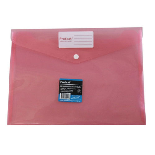 Protext Document Wallet A4 PP Button Closure Red Pack 30 — front view