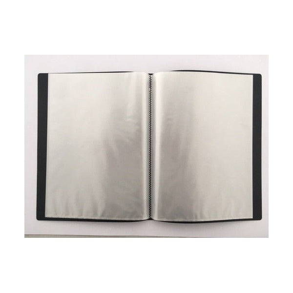 Protext Display Book A4 20 Fixed Pocket Insert Cover Black Pack 12 — open showing pocket detail
