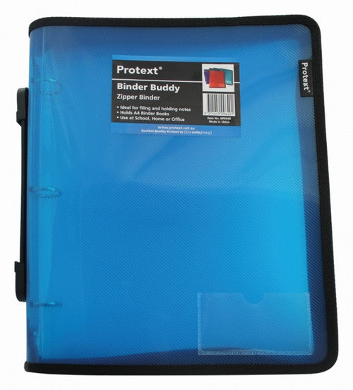 Protext Binder Buddy 25mm 3 Ring with Zipper and Handle Blue