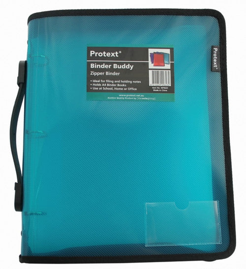 Protext Binder Buddy 25mm 3 Ring with Zipper and Handle Aqua