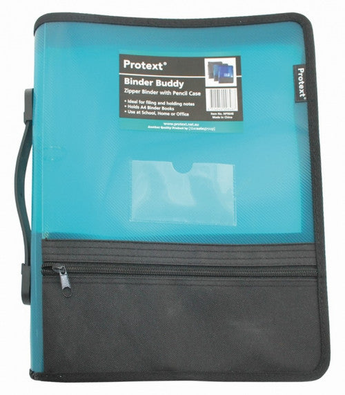 Protext Binder Buddy 25mm 2 Ring with Pencil Case and Pockets Aqua