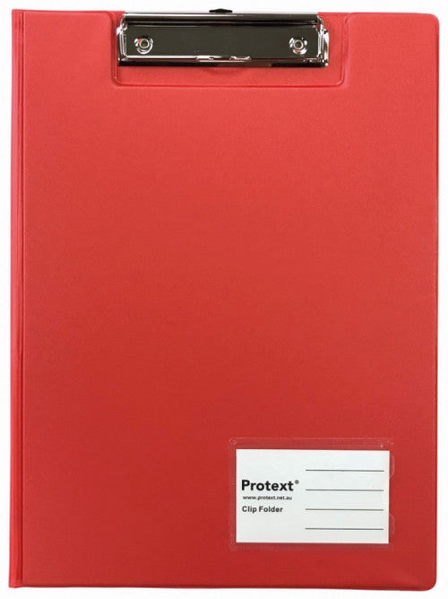 Protext Clip Folder A4 PP Red Pack 6 — front view showing spring clip