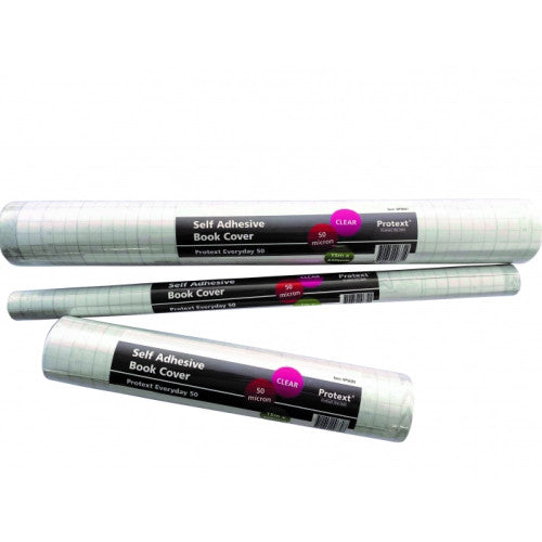 Protext Everyday Self Adhesive Book Cover 50 Micron 450mm x 15m Roll Clear