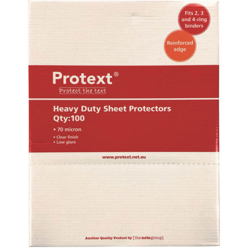 Protext Heavy Duty Sheet Protector A4 70 Micron Box 100 — front of box