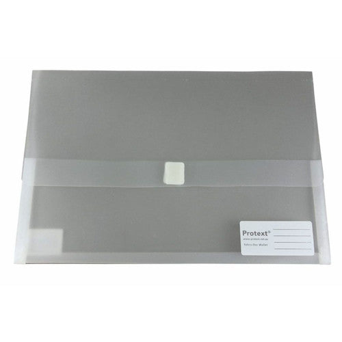 Protext Document Wallet Foolscap PP Velcro Closure Clear Pack 30 — front view