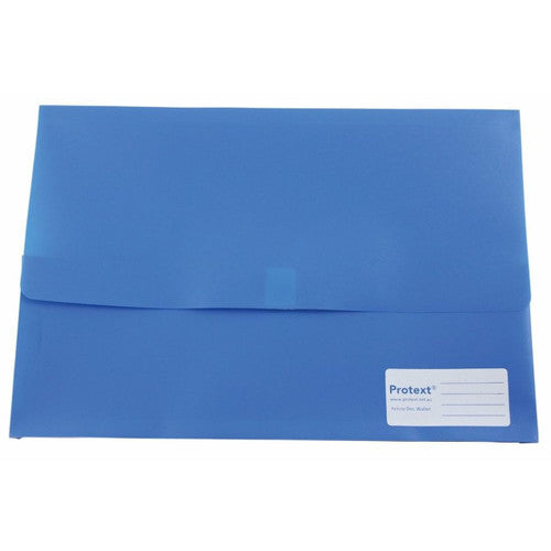 Protext Document Wallet Foolscap PP Velcro Closure Blue Pack 30 — front view