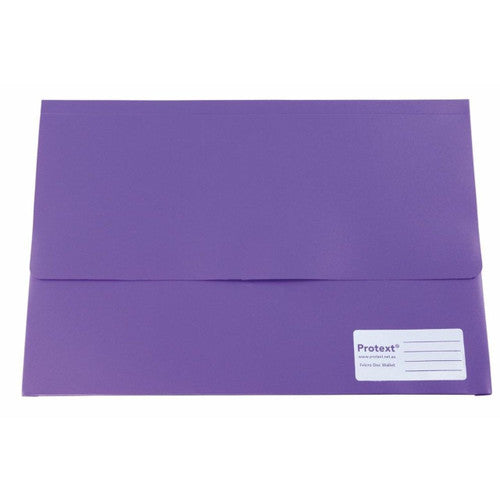 Protext Document Wallet Foolscap PP Velcro Closure Purple Pack 30 — front view