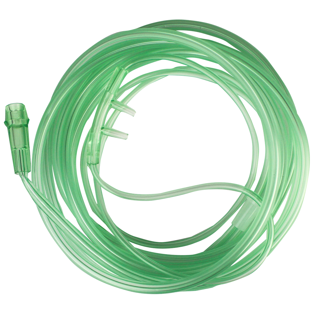 Nasal Cannula with Tubing 2.1m Adult showing single-use adult nasal cannula with 2.1m oxygen tubing for low-flow supplemental oxygen therapy