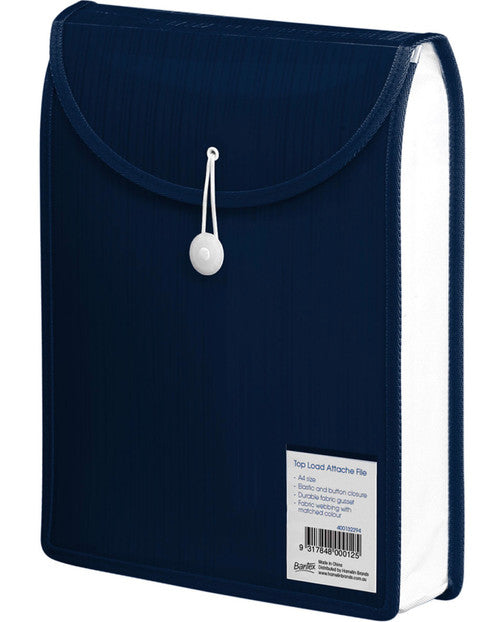 Bantex A4 Top Load Attache File Navy Box of 6