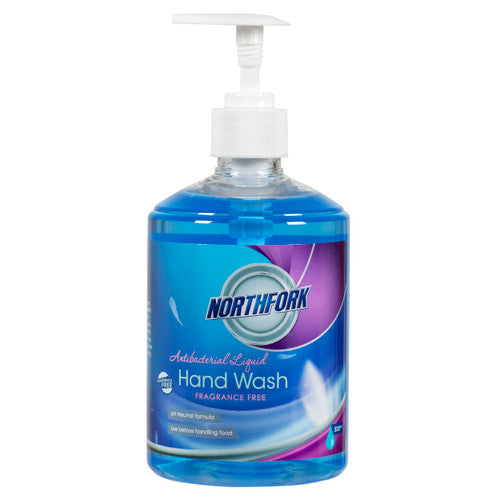 Northfork Liquid Hand Wash Antibacterial 500ml Carton of 12, fragrance-free antibacterial hand wash for commercial kitchens and food-safe washroom environments