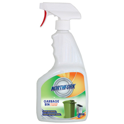 Northfork Floral Bin Deodoriser and Sanitiser 750ml Carton of 12, dual-action spray for bin odour control and sanitising in commercial waste areas