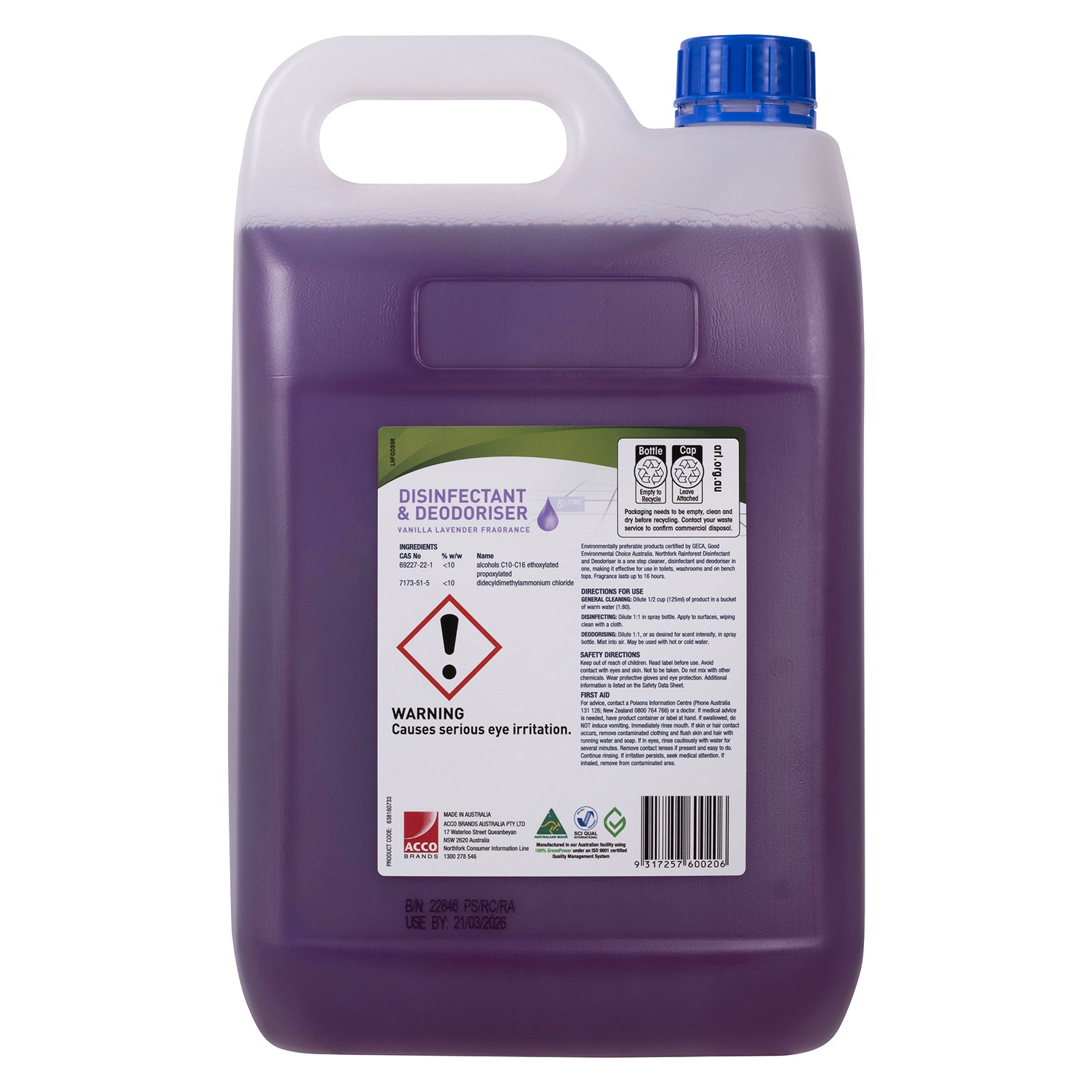 Northfork GECA Deodorant Disinfectant Vanilla Lavender 3x5L - image 2
