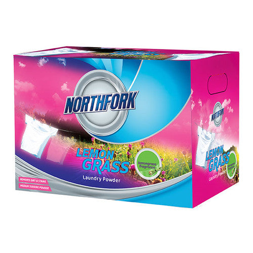 Northfork Laundry Powder Lemongrass Blue 15Kg bulk tub for commercial and institutional top-loader laundry operations