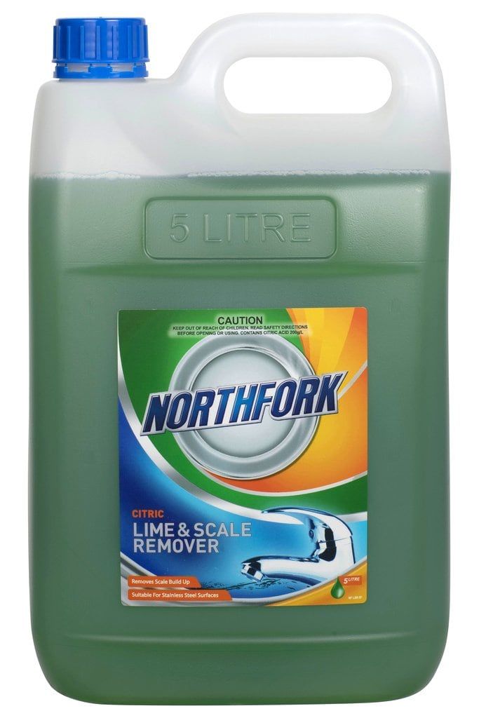 Northfork Citric Lime and Scale Remover 5 litre container, green liquid, front label, sold as a carton of 3