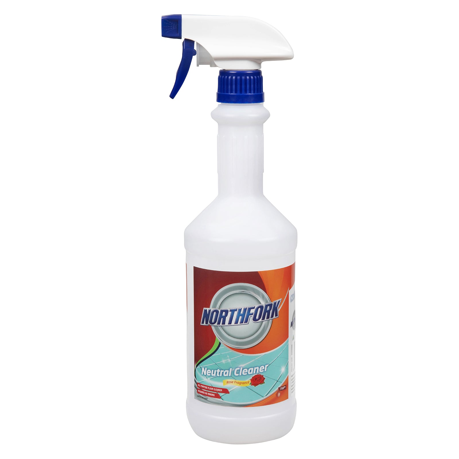 Studio image of the Northfork Neutral Cleaner 750ml decanting trigger spray bottle against a white background, clearly displaying the product label and ergonomic spray nozzle for catalogue and ecommerce product presentation.