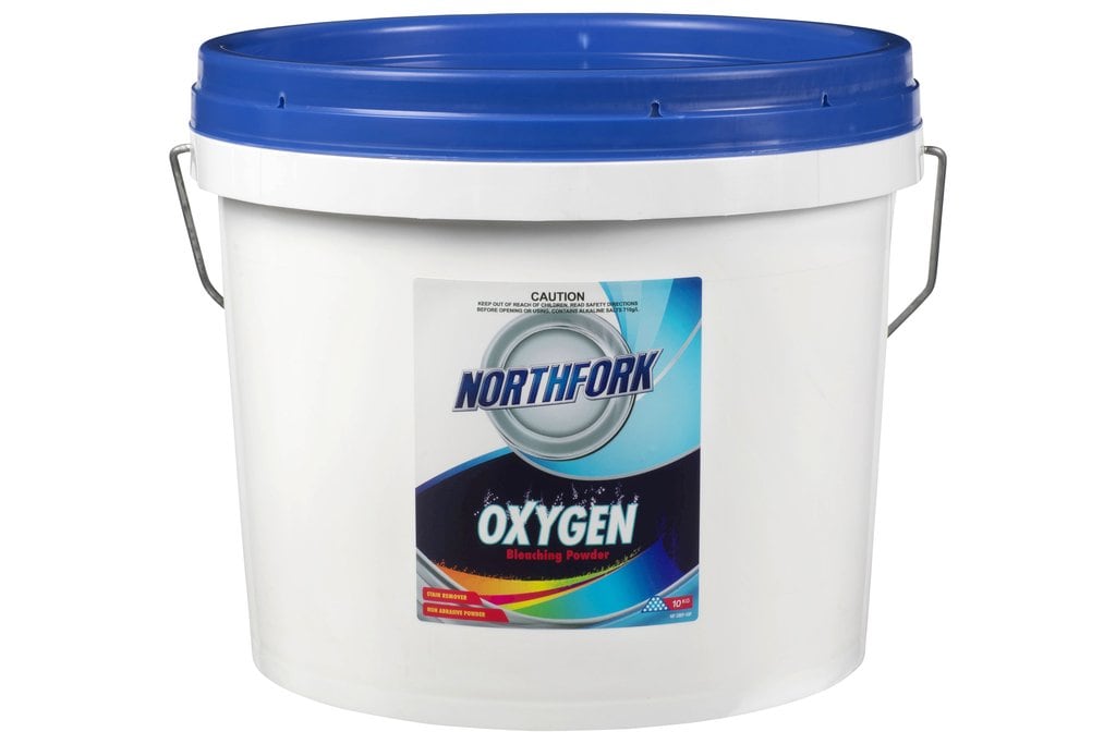 Northfork Oxygen Bleaching Powder 10kg pail with blue lid and metal handle