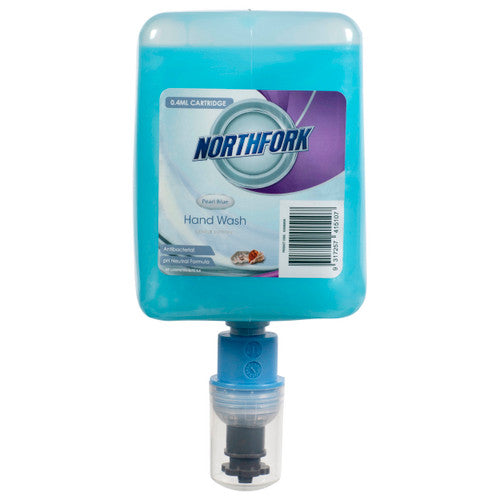 Northfork Liquid Hand Wash Pearl Blue 0.4ml cartridge carton of 6, antibacterial hand wash for commercial washroom dispenser systems