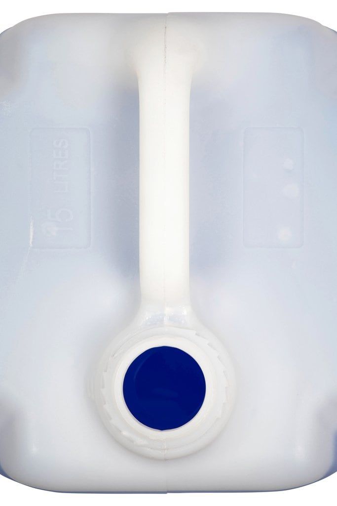 Top view of the Northfork Truck Wash 15 litre drum showing the handle and blue cap