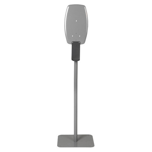 Northfork Universal Stand for Dispensers Silver, freestanding metal dispenser stand with drip tray and lockable design for commercial hygiene stations