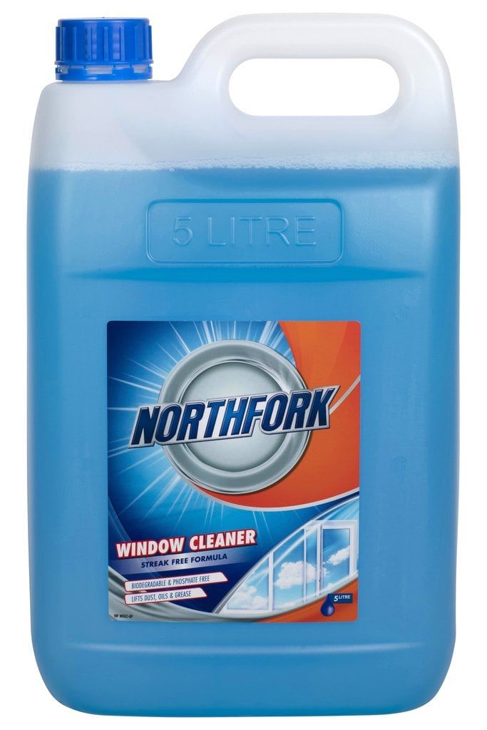Northfork Window and Glass Cleaner 5 litre bottle, front label, sold as a carton of 3