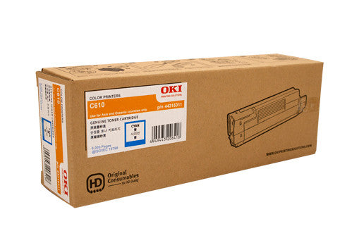OKI C610 Toner Cartridge 6000 Pages Cyan
