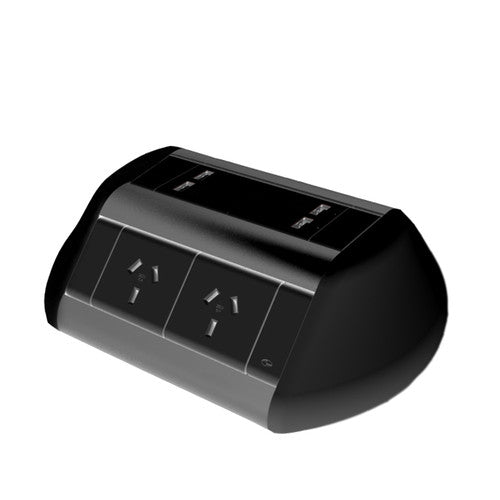 Rapidline Odyssey 4 GPO 2 USBA 2 USBC 3 Pin Lead Black