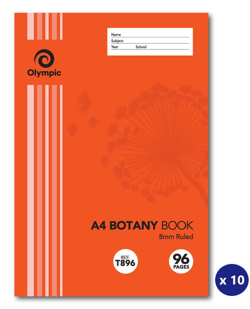 Olympic Botany Book A4 96 Pages 8mm Feint Stapled Pack of 10