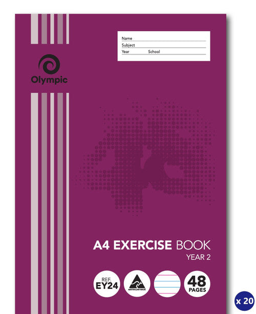 Olympic Exercise Book A4 48 Pages 18mm Year 2 Stapled Pack of 20