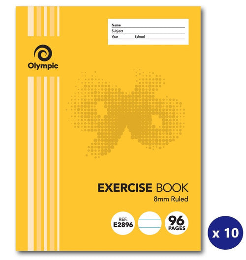Olympic Exercise Book 96 Pages 8mm Feint Stapled Pack of 10