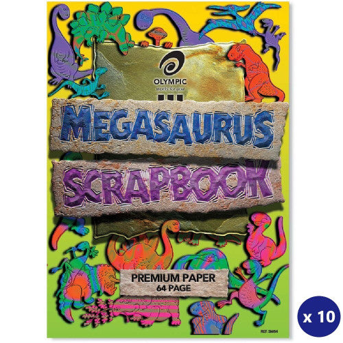 Olympic Megasaurus Scrap Book 64 Pages Blank Stapled Pack of 10